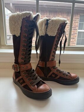 RARE Vintage Converse All Star XXHI Leather Calf/ Knee high lace up boots